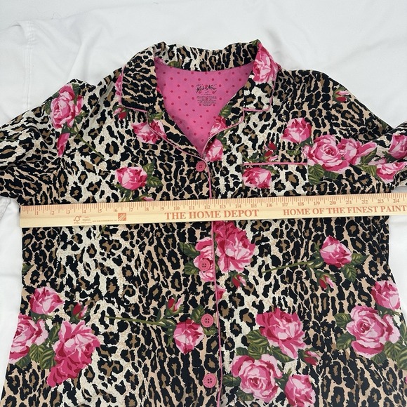 2-Pc NICK & NORA Leopard Print Roses 3/4 Ruffle Sleeves Capri Pajamas Sz XXL - Picture 11 of 12
